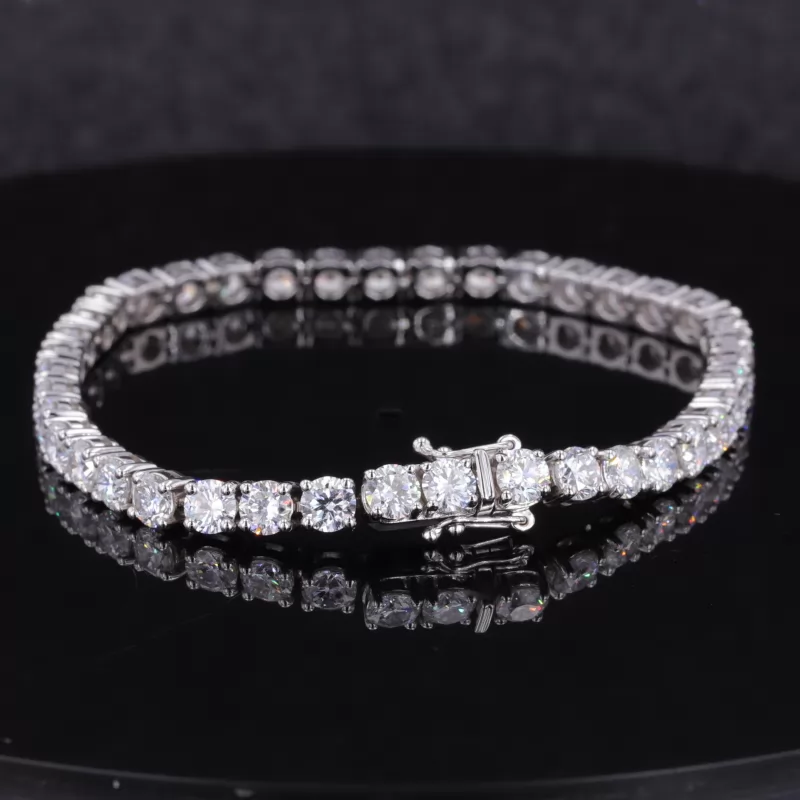 4mm Round Brilliant Cut Lab Grown Diamond Lab Grown Diamond 14K White Gold Tennis Bracelet