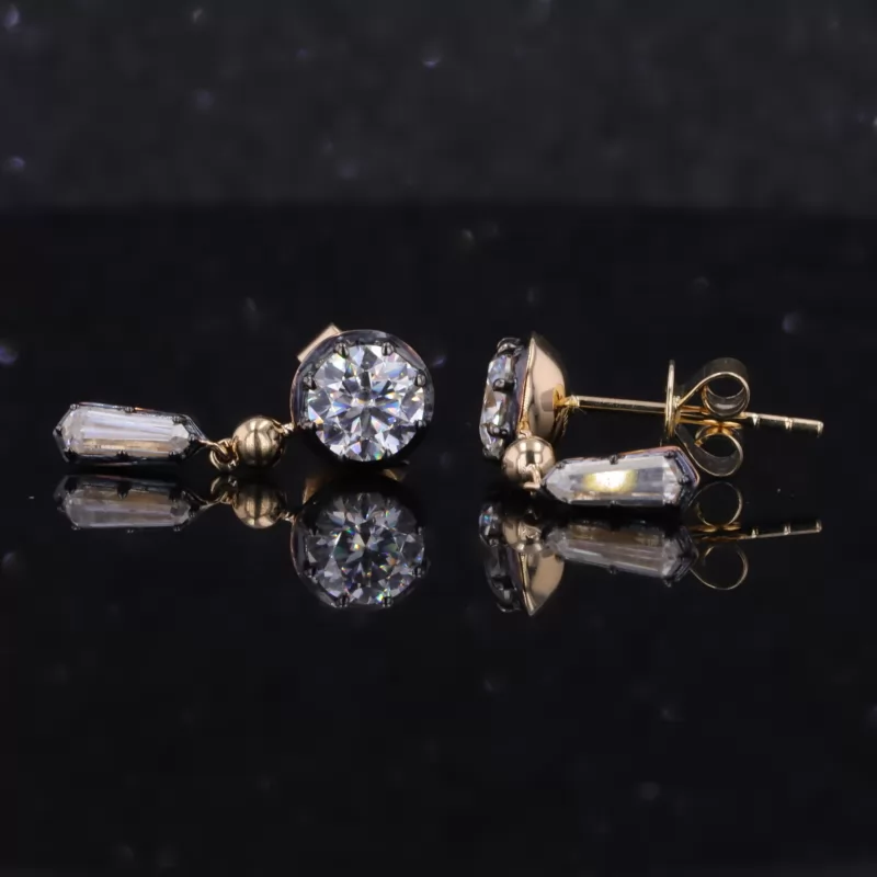 5mm Round Brilliant Cut Moissanite 14K Gold Diamond Earrings