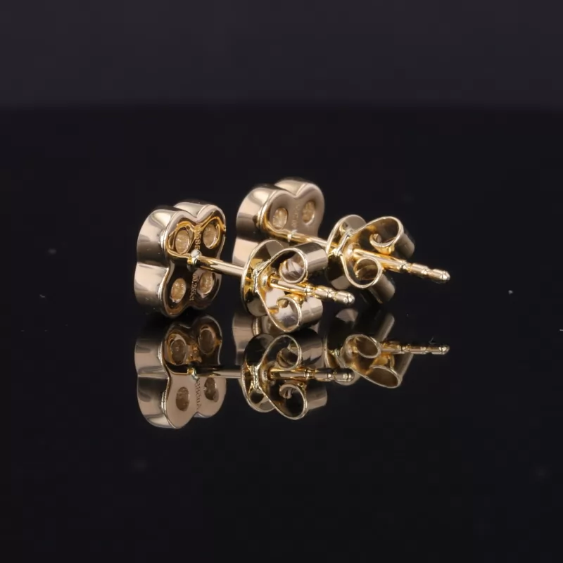 2.5mm Round Brilliant Cut Moissanite Bezel Set 14K Gold Diamond Stud Earrings