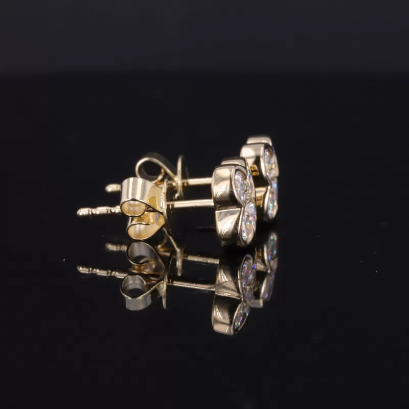 2.5mm Round Brilliant Cut Moissanite Bezel Set 14K Yellow Gold Diamond Stud Earrings