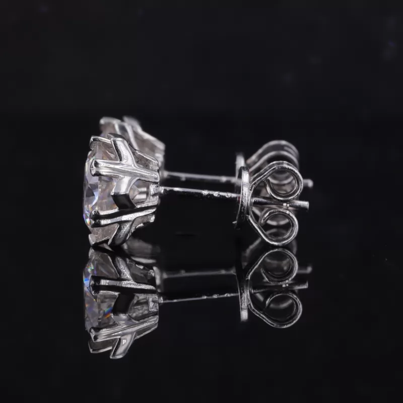 6.5mm Round Brilliant Cut Moissanite S925 Sterling Silver Diamond Stud Earrings