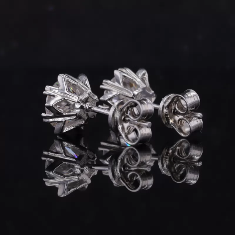 6.5mm Round Brilliant Cut Moissanite S925 Sterling Silver Diamond Stud Earrings