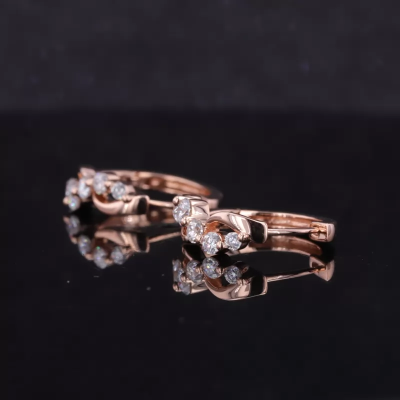 1.6mm to 2.5mm Round Brilliant Cut Moissanite 14K Rose Gold Diamond Earrings