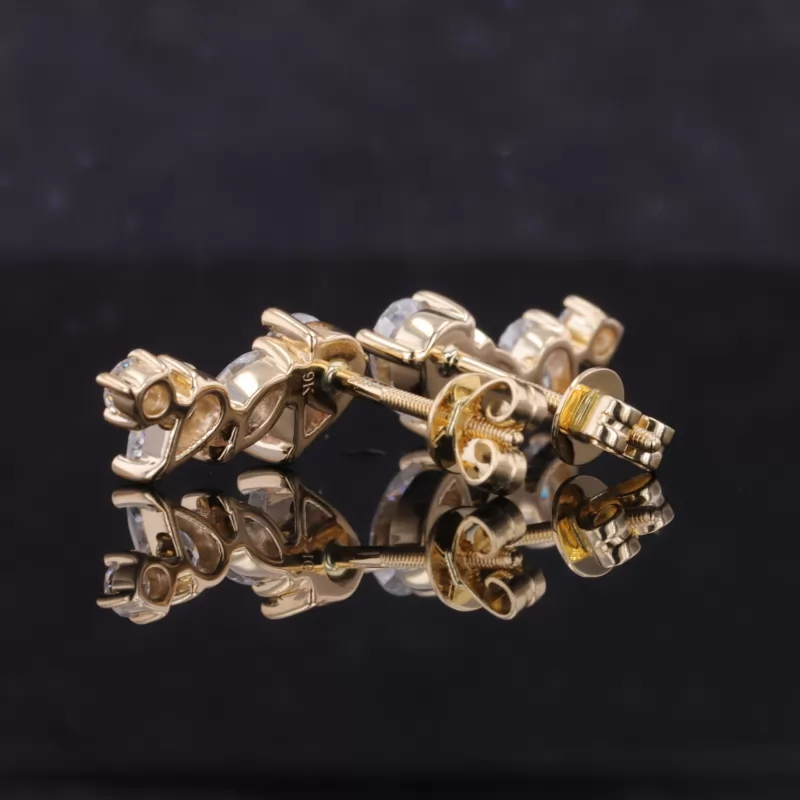 Fancy Cut Moissanite 9K Gold Diamond Earrings