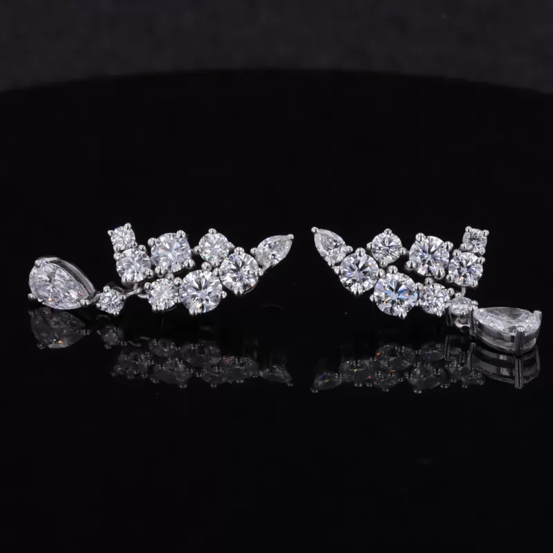 4.8×7.4mm Pear Cut Moissanite PT950 Diamond Earrings