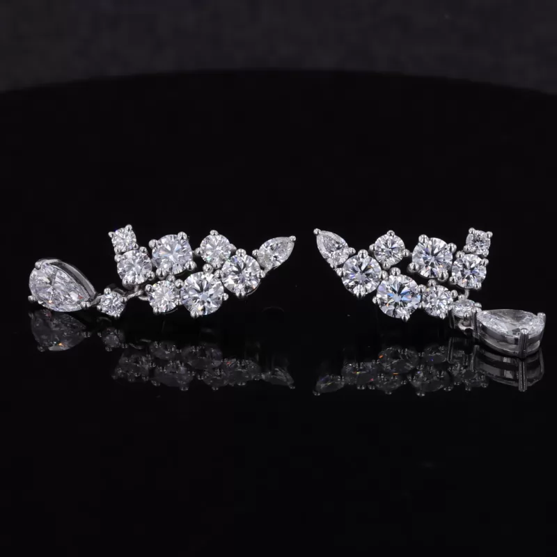 Fancy Cut Moissanite PT950 Diamond Earrings