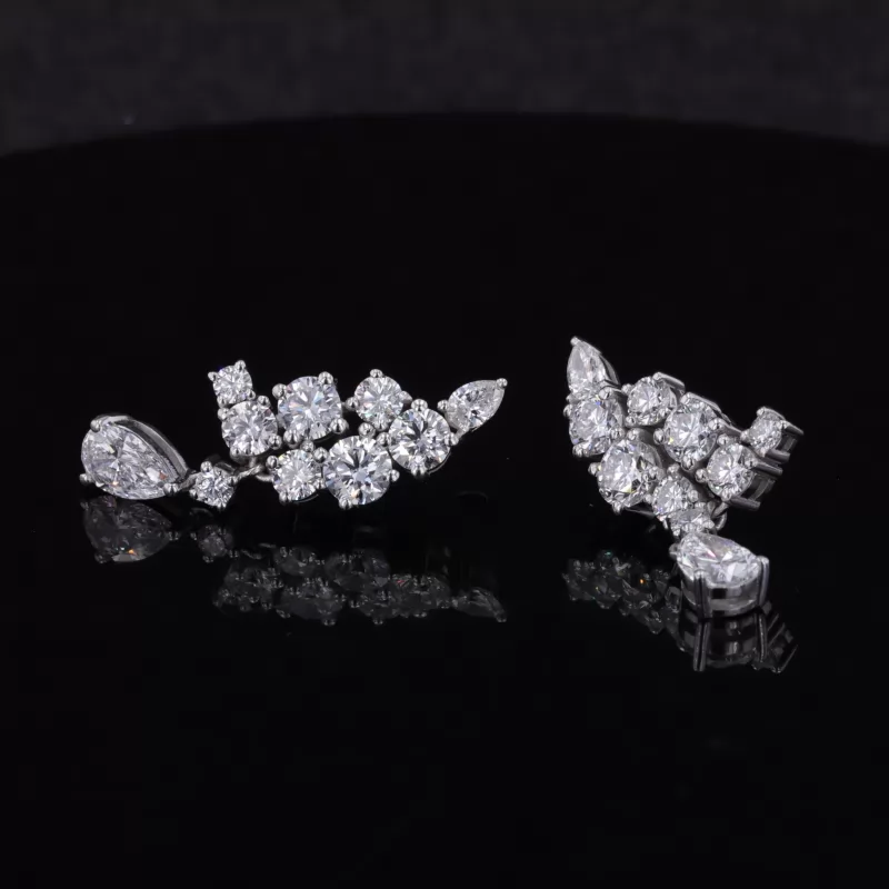 4.8×7.4mm Pear Cut Moissanite PT950 Diamond Earrings