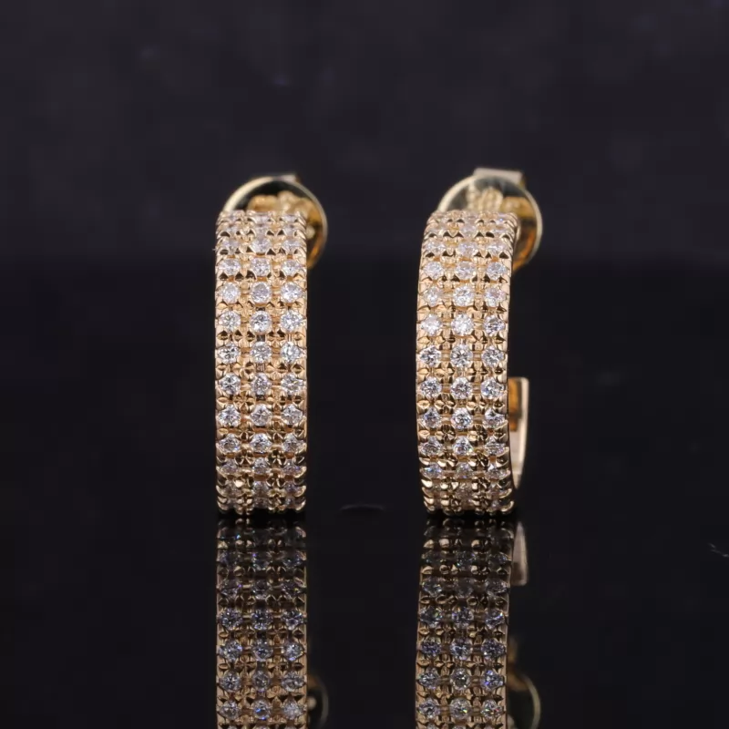 1mm Round Brilliant Cut Moissanite 14K Gold Diamond Earrings