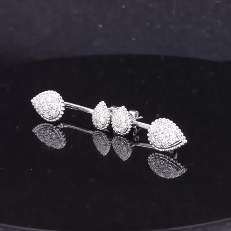 2.3mm Round Brilliant Cut Moissanite S925 Sterling Silver Pear design Drop Dangle Diamond Earrings