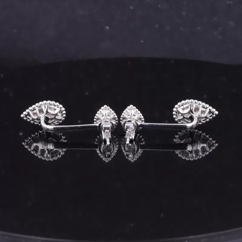 2.3mm Round Brilliant Cut Moissanite S925 Sterling Silver Pear design Drop Dangle Diamond Earrings