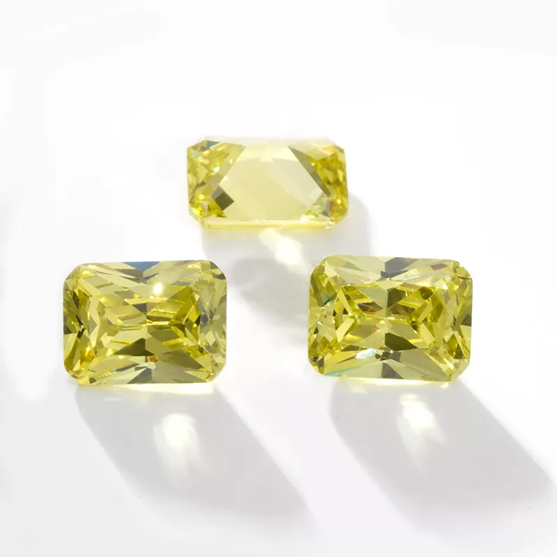 Octagon Princess Cut Olive Color Cubic Zirconia