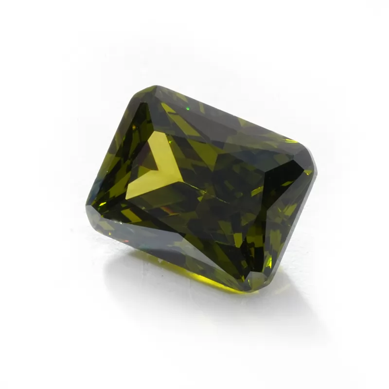 Octagon Princess Cut Peridot Color Cubic Zirconia