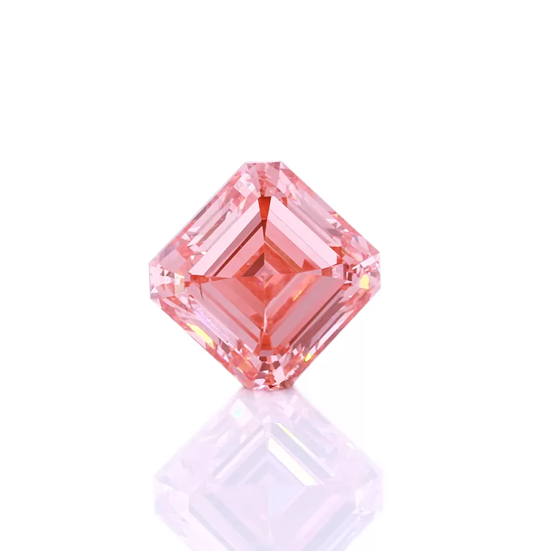 Asscher Cut Pink Color 3.385ct CVD Lab Grown Diamond