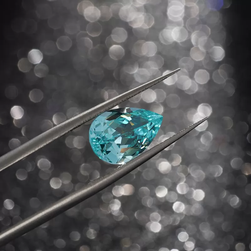 Paraiba Color Pear Cut Lab Grown Sapphire