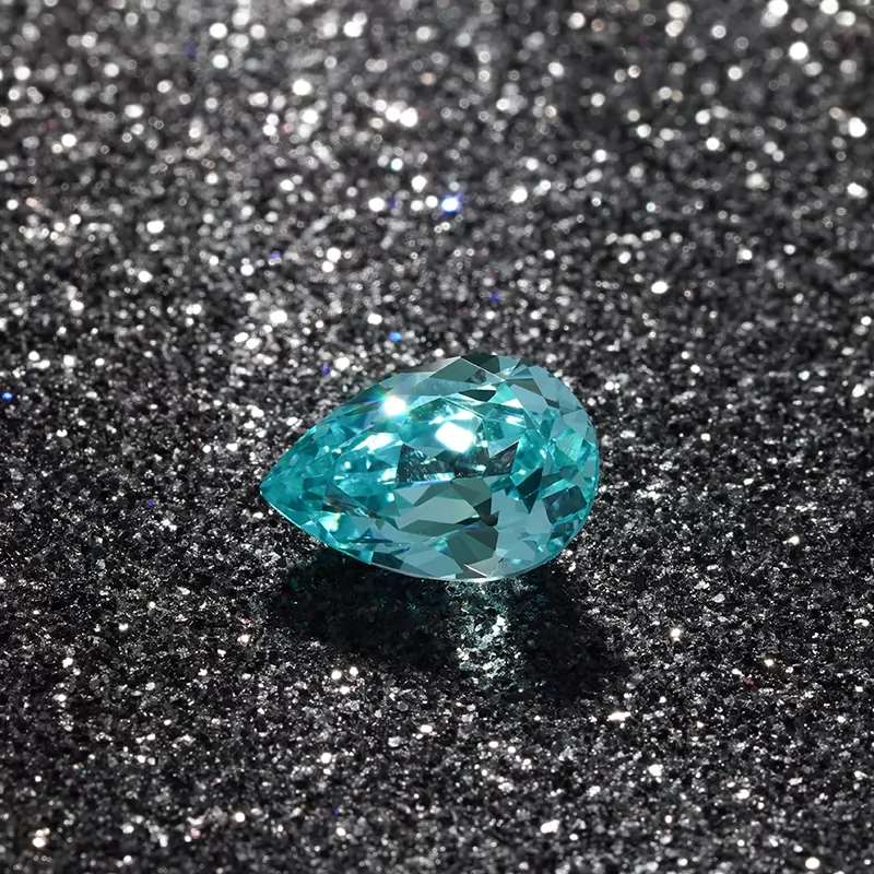 Paraiba Color Pear Cut Lab Grown Sapphire