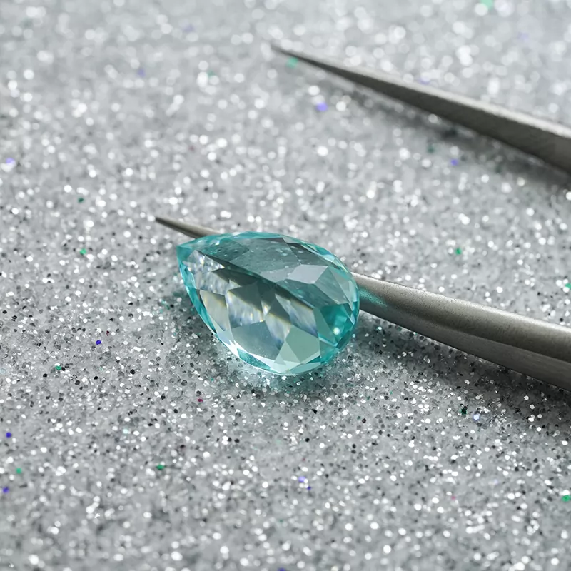 Paraiba Color Pear Cut Lab Grown Sapphire