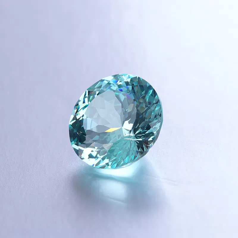 Paraiba Color Round Brilliant Cut Lab Grown Sapphire