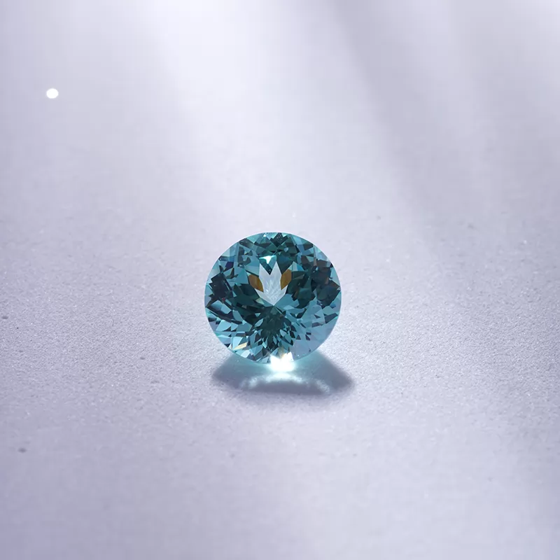 Paraiba Color Round Brilliant Cut Lab Grown Sapphire