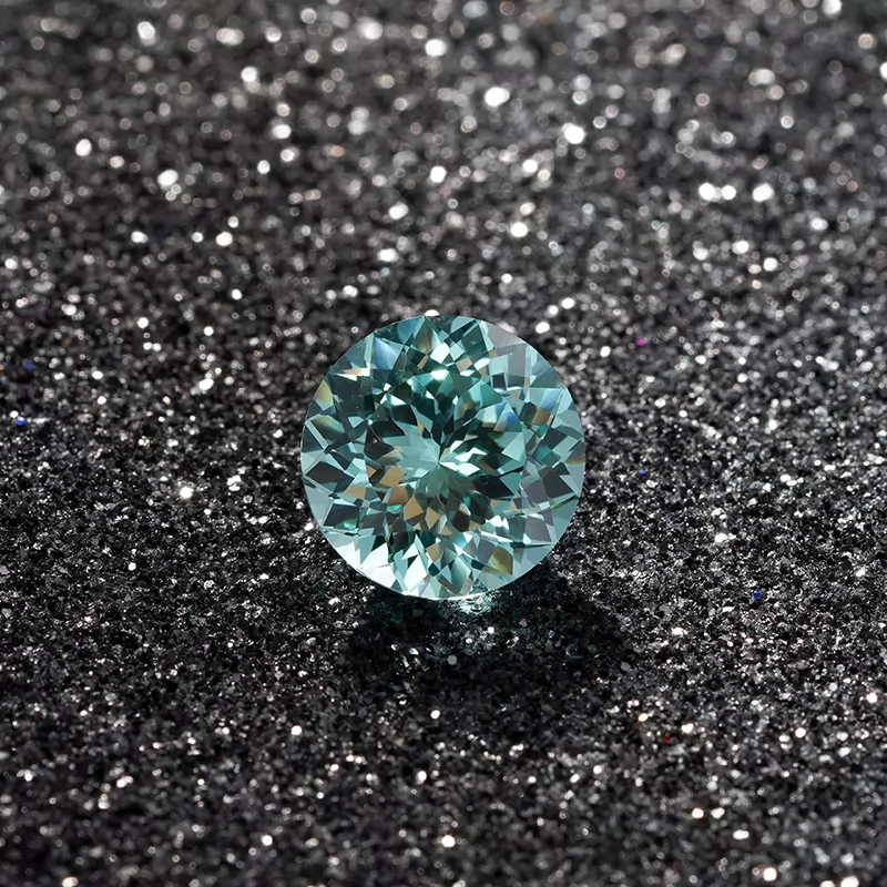 Paraiba Color Round Brilliant Cut Lab Grown Sapphire