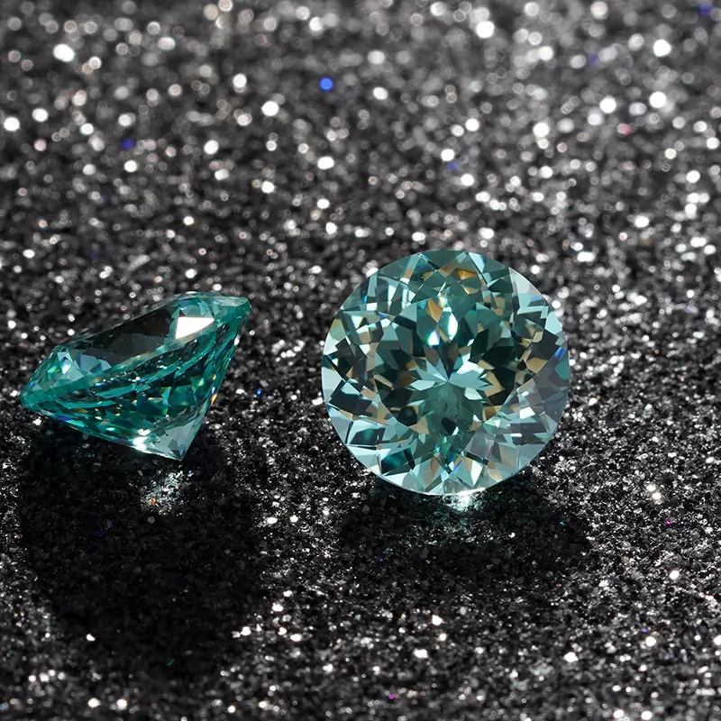 Paraiba Color Round Brilliant Cut Lab Grown Sapphire