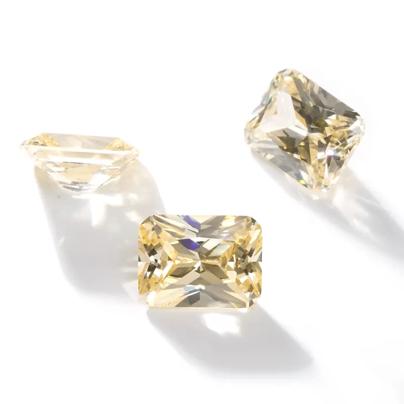 Octagon Princess Cut Canary Color Cubic Zirconia