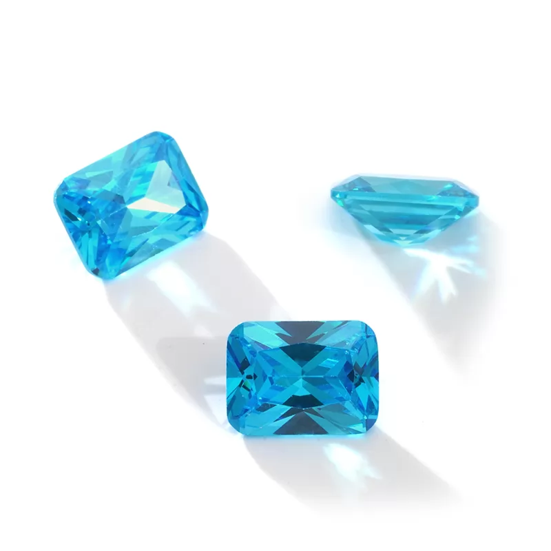 Octagon Princess Cut Aqua Blue Color Cubic Zirconia