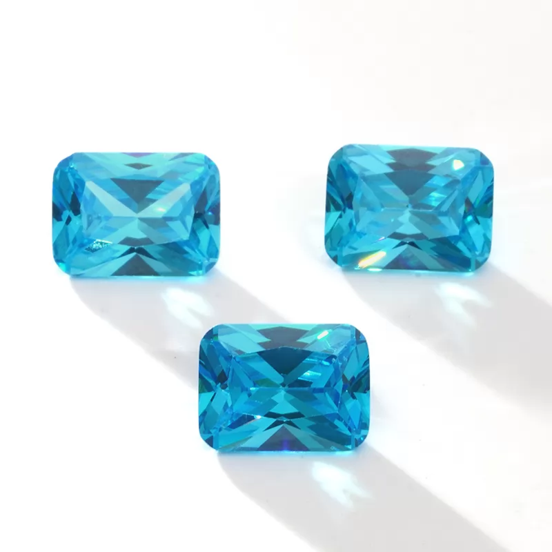 Octagon Princess Cut Aqua Blue Color Cubic Zirconia