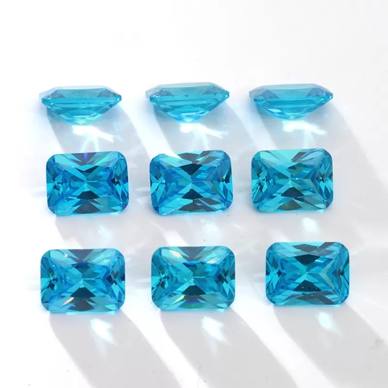Octagon Princess Cut Aqua Blue Color Cubic Zirconia