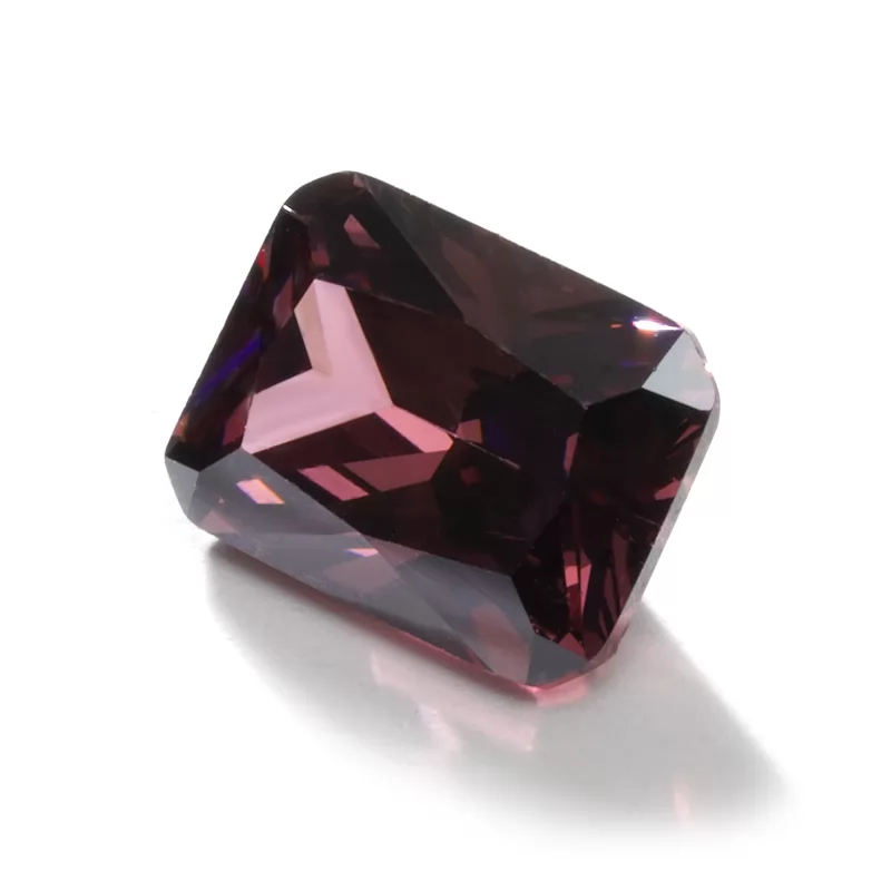 Octagon Princess Cut Rhodonite Color Cubic Zirconia
