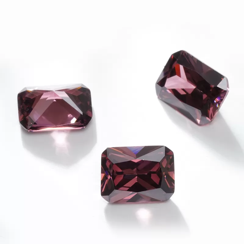 Octagon Princess Cut Rhodonite Color Cubic Zirconia