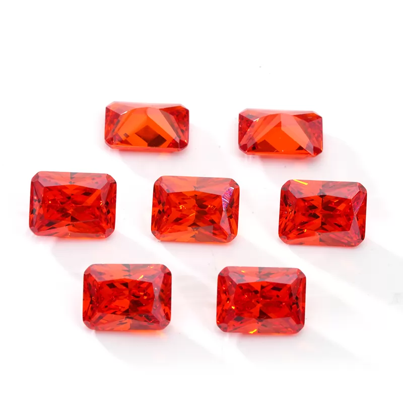 Octagon Princess Cut Light Garnet Color Cubic Zirconia