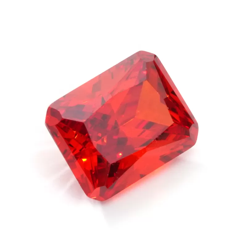 Octagon Princess Cut Mid Garnet Color Cubic Zirconia