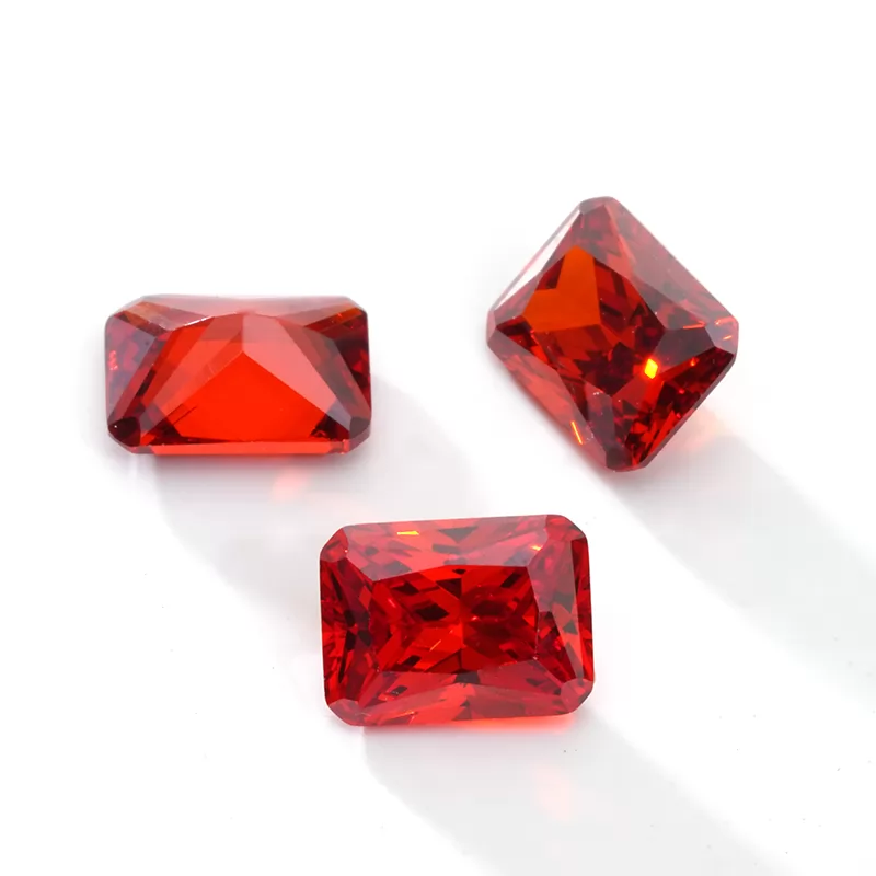 Octagon Princess Cut Mid Garnet Color Cubic Zirconia