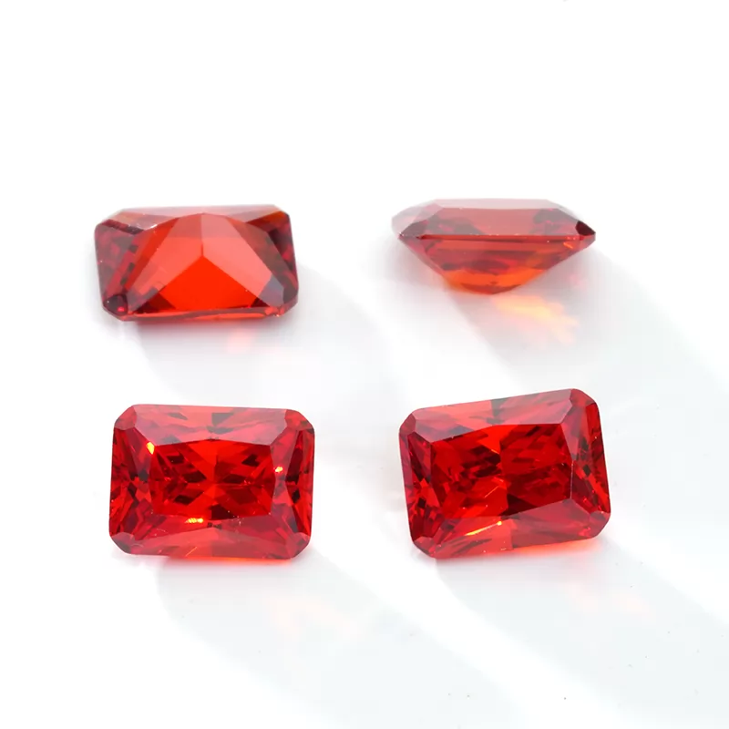 Octagon Princess Cut Mid Garnet Color Cubic Zirconia