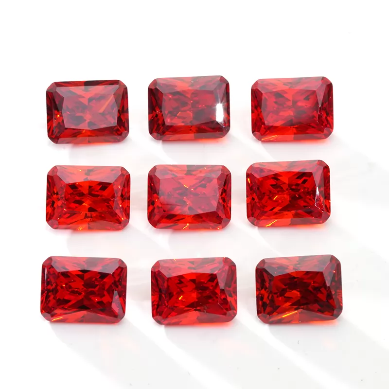 Octagon Princess Cut Mid Garnet Color Cubic Zirconia