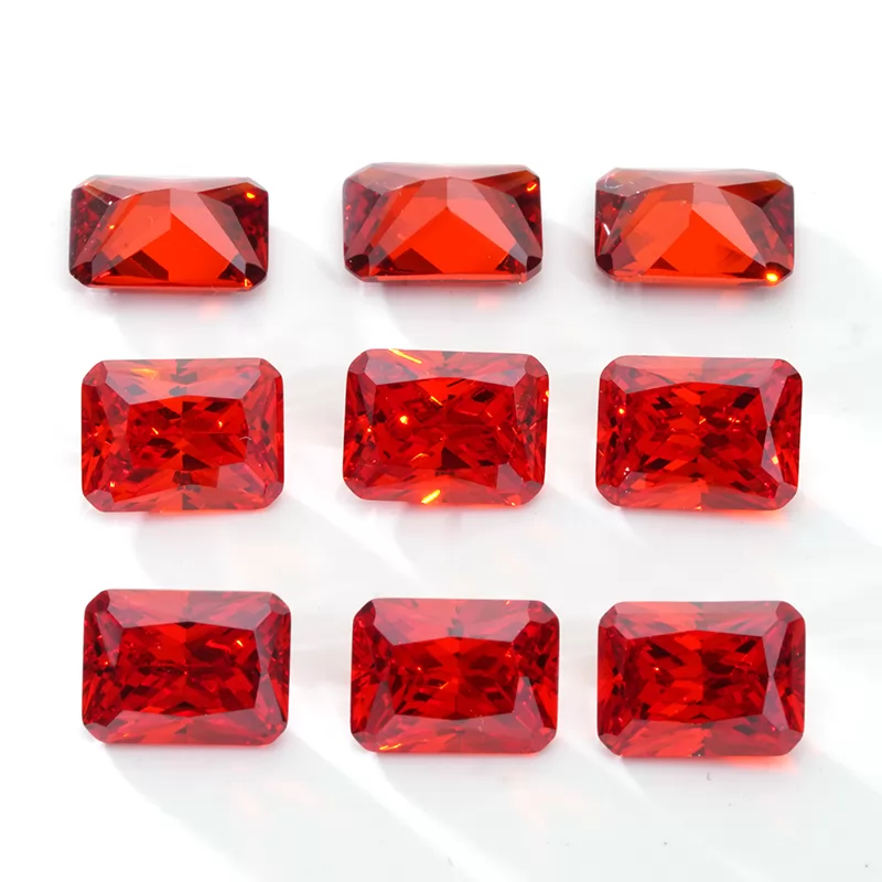 Octagon Princess Cut Mid Garnet Color Cubic Zirconia