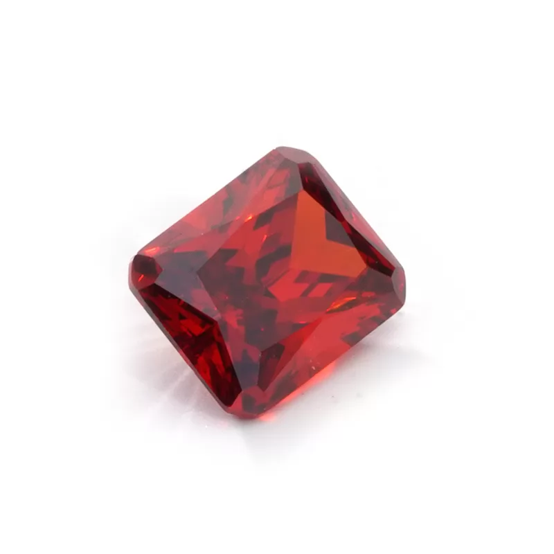 Octagon Princess Cut Dark Garnet Color Cubic Zirconia