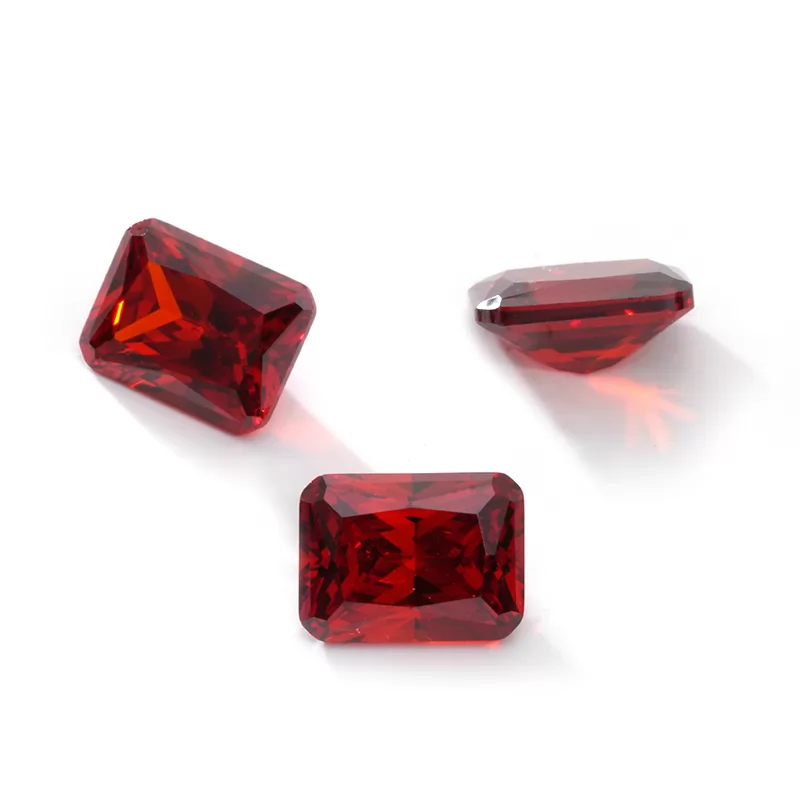Octagon Princess Cut Dark Garnet Color Cubic Zirconia
