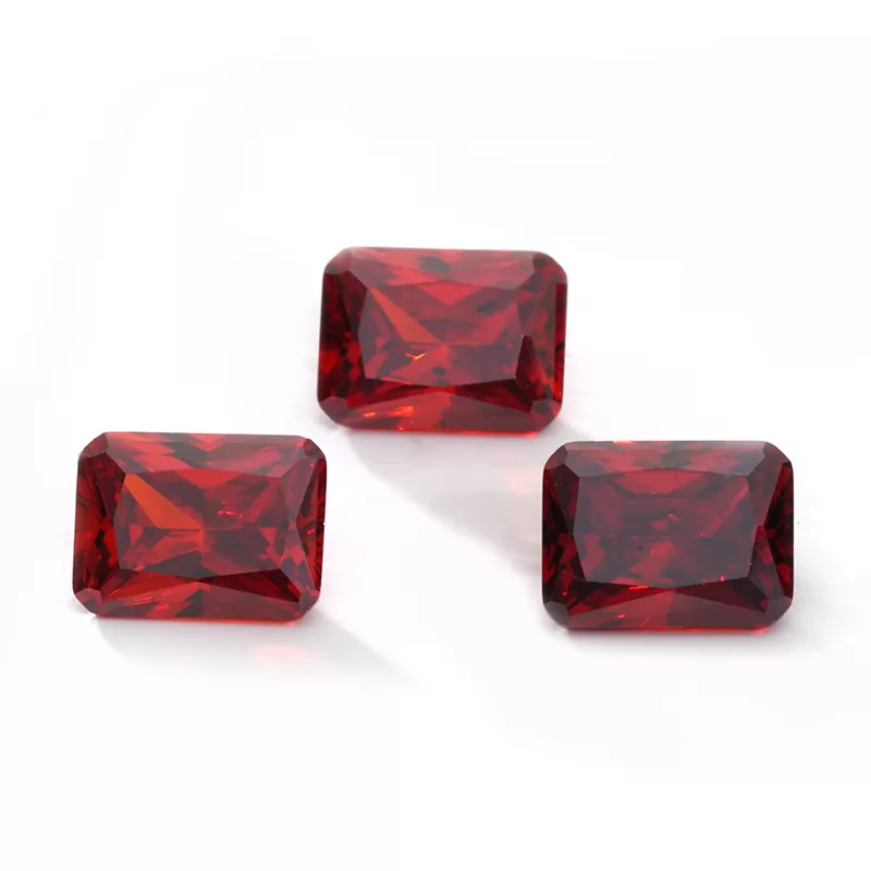 Octagon Princess Cut Dark Garnet Color Cubic Zirconia