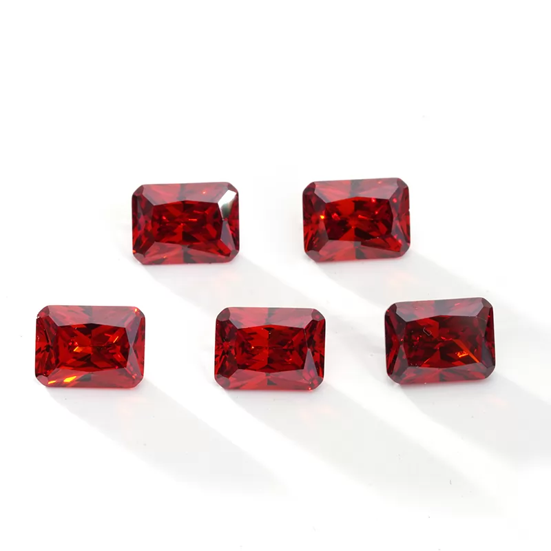 Octagon Princess Cut Dark Garnet Color Cubic Zirconia