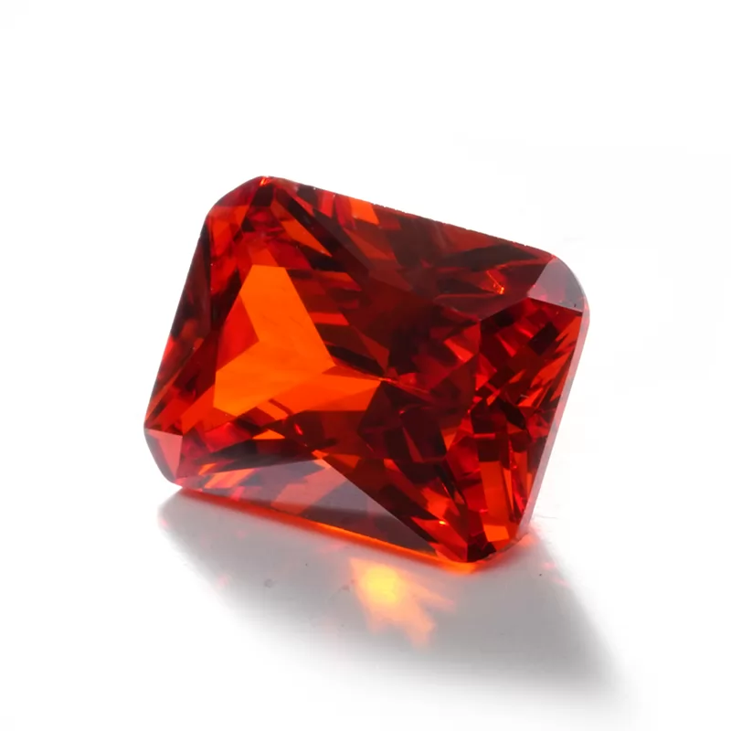 Octagon Princess Cut Dark Orange Color Cubic Zirconia