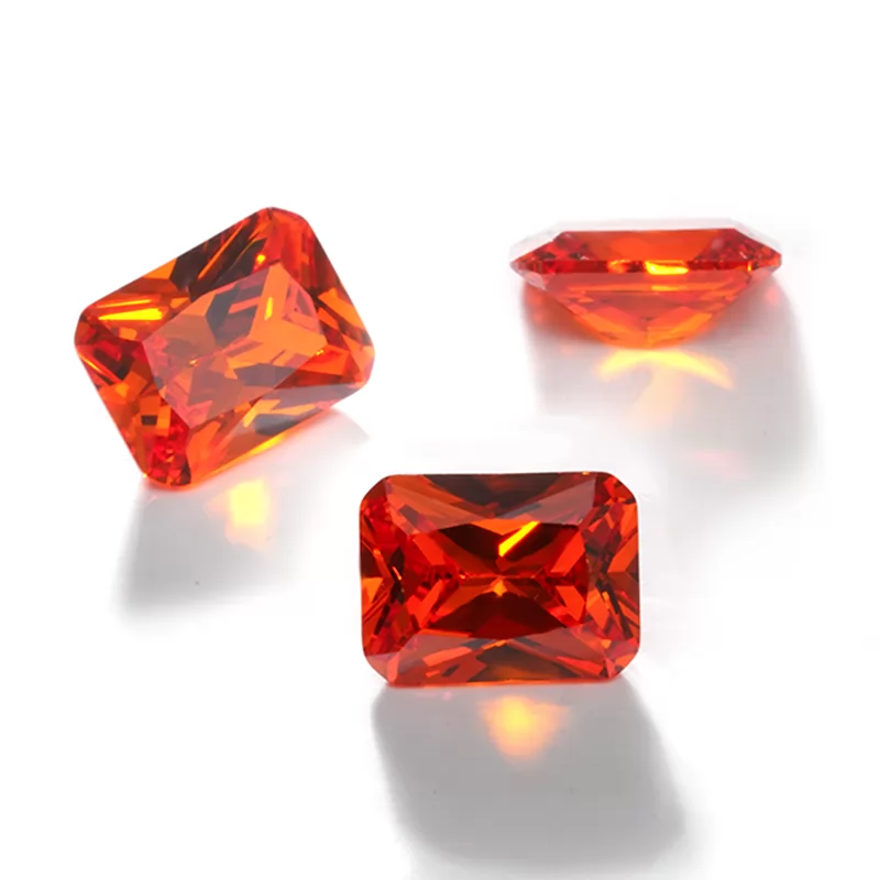 Octagon Princess Cut Dark Orange Color Cubic Zirconia