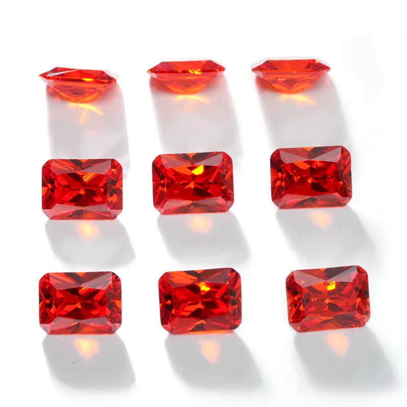 Octagon Princess Cut Dark Orange Color Cubic Zirconia