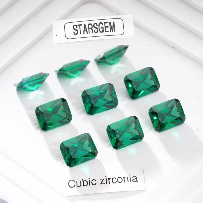 Octagon Princess Cut Green Color Cubic Zirconia