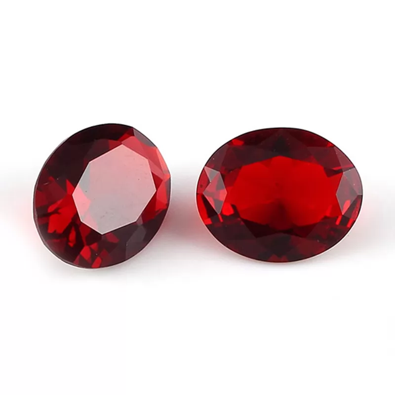 Oval Cut Dark Red Color Glass