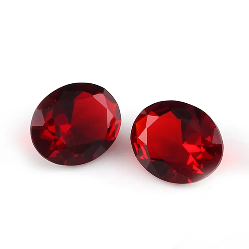 Oval Cut Dark Red Color Glass