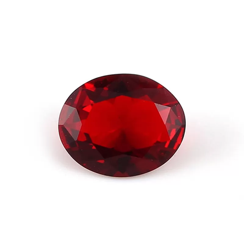 Oval Cut Dark Red Color Glass