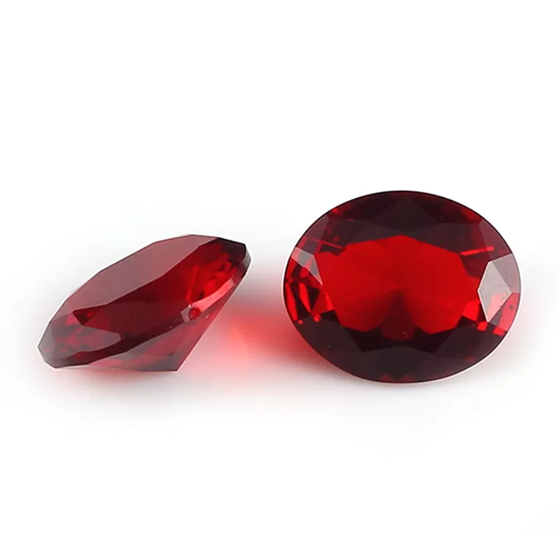 Oval Cut Dark Red Color Glass