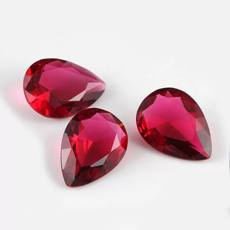 Pear Cut 3# Ruby Red Color Glass