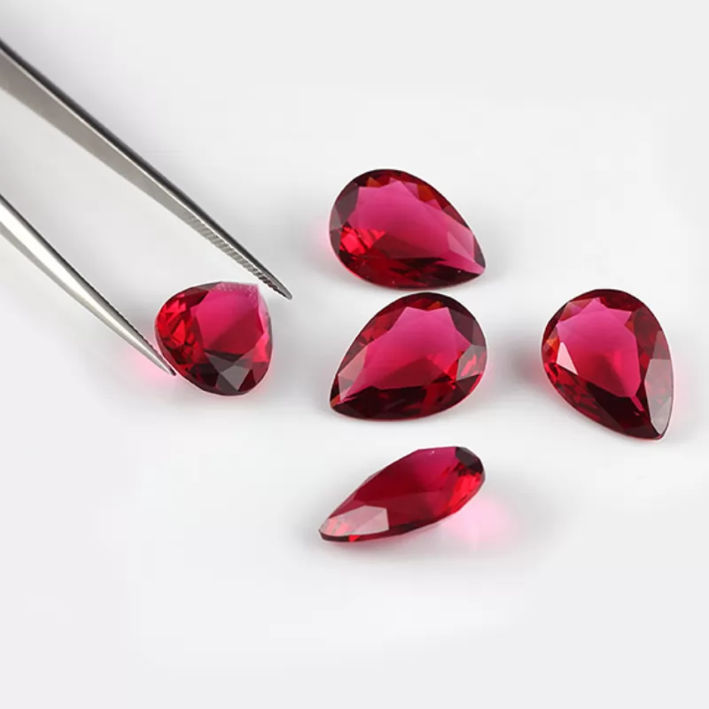 Pear Cut 3# Ruby Red Color Glass